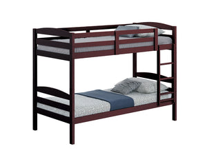 English Elm Twin Over Bunk Bed Solid Wood Arch Slat Frame Espresso Transitional Style B2741P590603