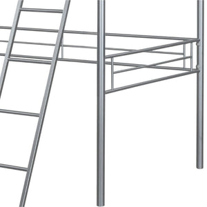 English Elm Twin Over Full Metal Bunk Bed with Angled Ladder Glossy White Youth Bedroom Silver 41.5 L x 78 W x 61 H B2741P590624