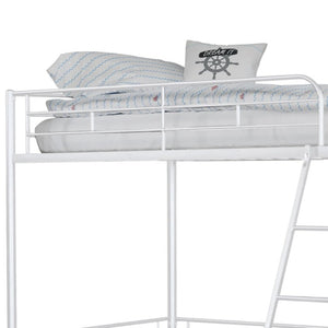 English Elm 1Pc Coastal Louvered Panel Bed Arched Headboard Rubberwood Frame Bedroom Anchor White Metal 41.5 L x 78 W x 61 H B2741P590625