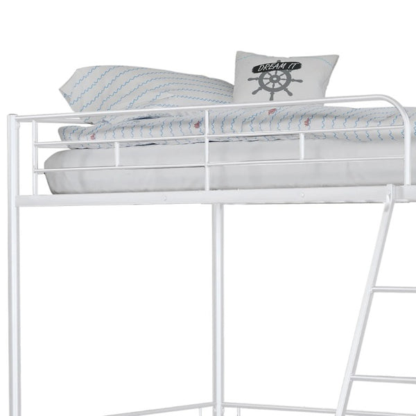English Elm 1Pc Coastal Louvered Panel Bed Arched Headboard Rubberwood Frame Bedroom Anchor White Metal 41.5 L x 78 W x 61 H B2741P590625