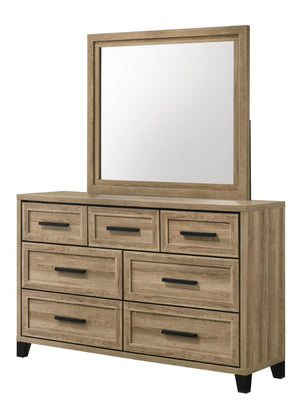 English Elm Contemporary Six Drawer Wide Dresser Warm Wood Finish Bedroom Storage Furniture B2741P590632
