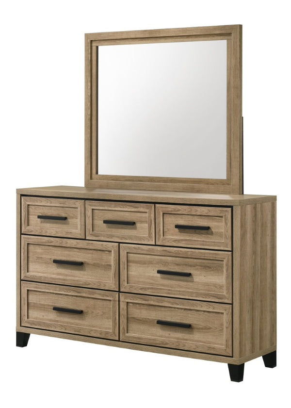 English Elm Contemporary Six Drawer Wide Dresser Warm Wood Finish Bedroom Storage Furniture B2741P590632