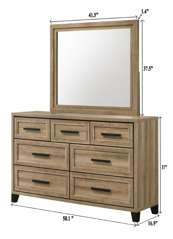 English Elm Contemporary Six Drawer Wide Dresser Warm Wood Finish Bedroom Storage Furniture B2741P590632