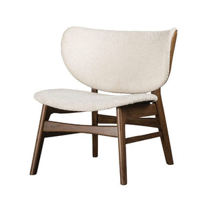 English Elm Modern Wingback Accent Chair Boucle Upholstery Walnut Legs Mid-Century Living Room B2741P594929