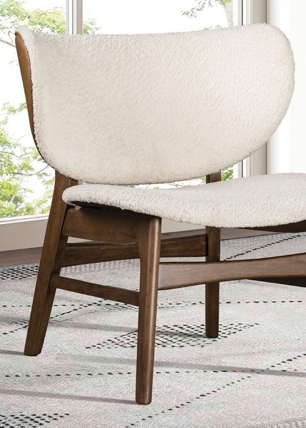 English Elm Modern Wingback Accent Chair Boucle Upholstery Walnut Legs Mid-Century Living Room B2741P594929