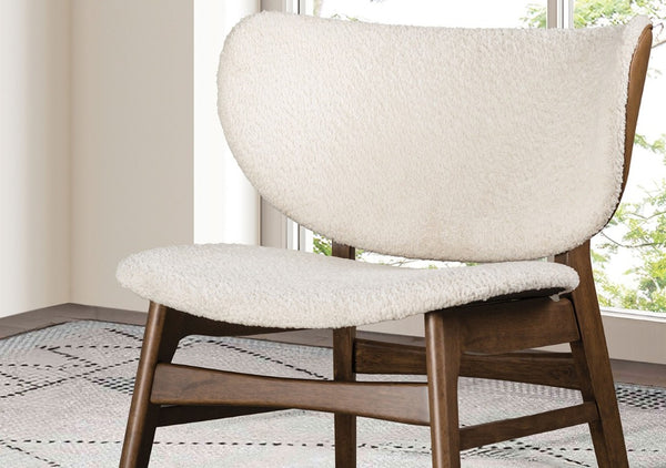 English Elm Modern Wingback Accent Chair Boucle Upholstery Walnut Legs Mid-Century Living Room B2741P594929
