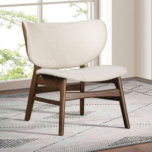 English Elm Modern Wingback Accent Chair Boucle Upholstery Walnut Legs Mid-Century Living Room B2741P594929