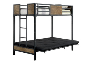 English Elm Transitional Twin Over Full Solid Wood Bunk Bed with Storage Drawers and Reversible Ladder Black Metal,Wood 78.38 L x 41 W x 66.5 H B2741P595005