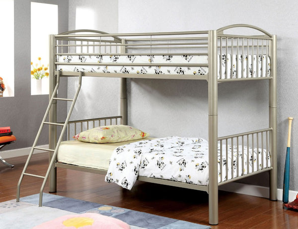 English Elm Transitional Twin Over Full Solid Wood Bunk Bed with Storage Drawers and Reversible Ladder Gold Metal 79.38 L x 43 W x 65 H B2741P595011