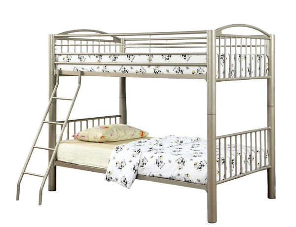 English Elm Transitional Twin Over Full Solid Wood Bunk Bed with Storage Drawers and Reversible Ladder Gold Metal 79.38 L x 43 W x 65 H B2741P595011