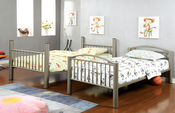 English Elm Transitional Twin Over Full Solid Wood Bunk Bed with Storage Drawers and Reversible Ladder Gold Metal 79.38 L x 43 W x 65 H B2741P595011