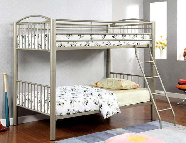 English Elm Transitional Twin Over Full Solid Wood Bunk Bed with Storage Drawers and Reversible Ladder Gold Metal 79.38 L x 43 W x 65 H B2741P595011