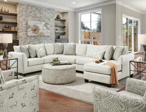 English Elm Transitional Round Chenille Ottoman Welted Cord Trim Paisley Pattern Accent Piece B2741P595758