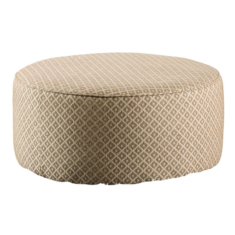 English Elm Transitional Round Ottoman Welt Trim Linen Upholstery Firm Foam Living Room Accent B2741P595764