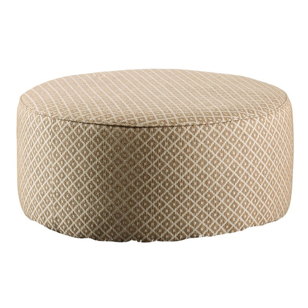English Elm Transitional Round Ottoman Welt Trim Linen Upholstery Firm Foam Living Room Accent B2741P595764