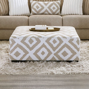 English Elm Transitional Square Chenille Ottoman with Solid Wood Legs for Stylish Living Rooms B2741P595768
