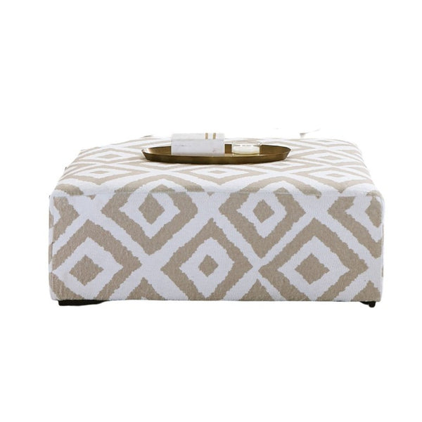 English Elm Transitional Square Chenille Ottoman with Solid Wood Legs for Stylish Living Rooms B2741P595768