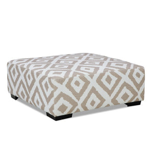 English Elm Transitional Square Chenille Ottoman with Solid Wood Legs for Stylish Living Rooms B2741P595768