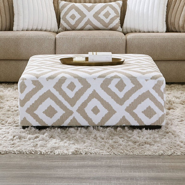 English Elm Transitional Square Chenille Ottoman with Solid Wood Legs for Stylish Living Rooms B2741P595768