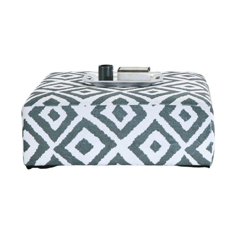 English Elm Gun Metal Ivory Chenille Square Ottoman Plush Upholstered Living Room Accent Piece B2741P595769