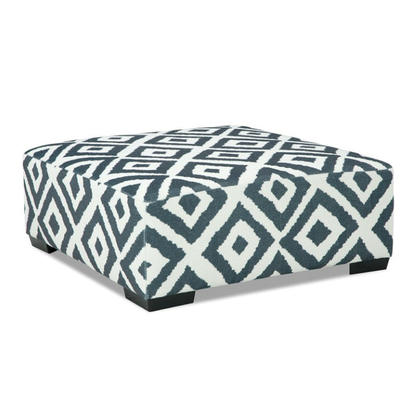 English Elm Gun Metal Ivory Chenille Square Ottoman Plush Upholstered Living Room Accent Piece B2741P595769
