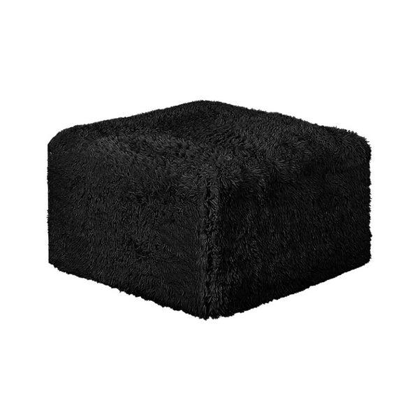 English Elm Contemporary Plush Faux Fur Square Ottoman High Density Foam Modular Living Room Accent Black B2741P598421