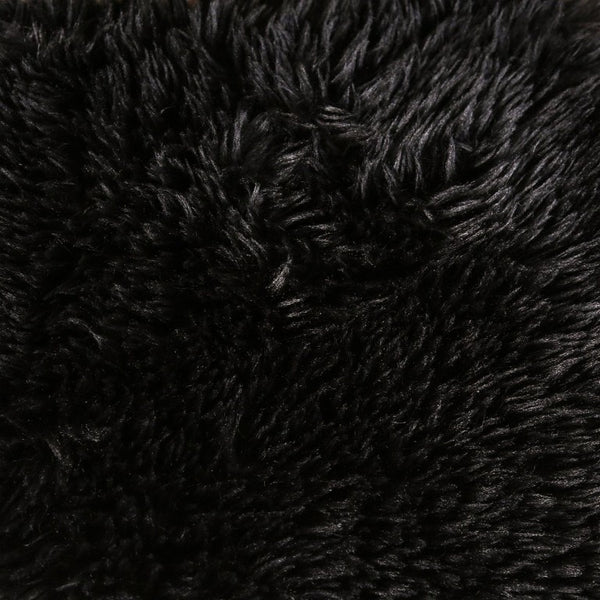 English Elm Contemporary Plush Faux Fur Square Ottoman High Density Foam Modular Living Room Accent Black B2741P598421
