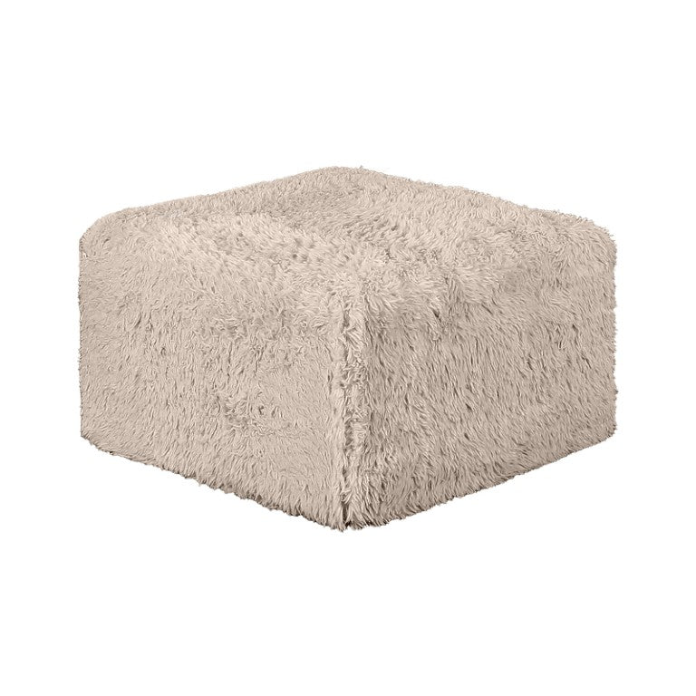 English Elm Taupe Faux Fur Modular Ottoman Foam Core Cozy Seating for Contemporary Living Rooms B2741P598431