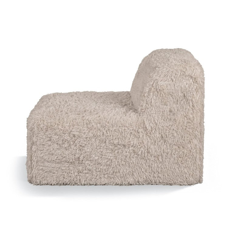 English Elm Contemporary Plush Faux Fur Modular Armless Chair Deep Foam Seating for Living Rooms Taupe B2741P598433