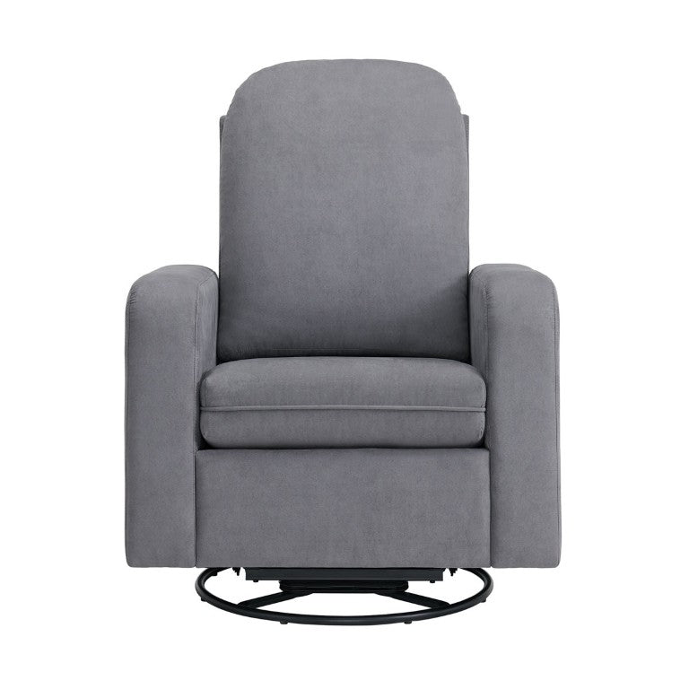 English Elm Glider Swivel Chair with Box Cushion Rubberwood Frame for Living Room Nursery Use Dark Gray B2741P598434