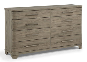 English Elm Contemporary Eight Drawer Dresser Driftwood Grey Wood Grain Finish Bedroom Storage B2741P601045