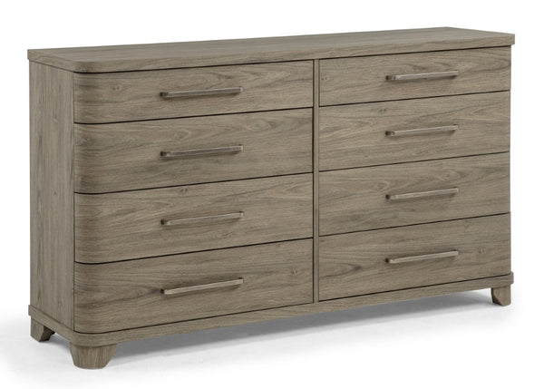 English Elm Contemporary Eight Drawer Dresser Driftwood Grey Wood Grain Finish Bedroom Storage B2741P601045