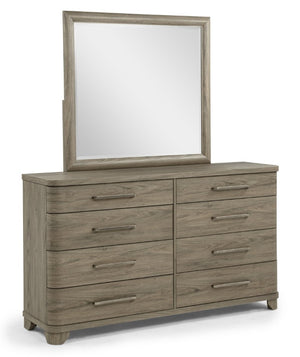 English Elm Contemporary Eight Drawer Dresser Driftwood Grey Wood Grain Finish Bedroom Storage B2741P601045