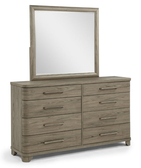 English Elm Contemporary Eight Drawer Dresser Driftwood Grey Wood Grain Finish Bedroom Storage B2741P601045