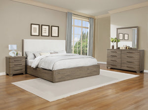 English Elm Contemporary Eight Drawer Dresser Driftwood Grey Wood Grain Finish Bedroom Storage B2741P601045