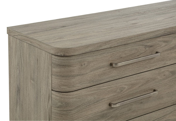 English Elm Contemporary Five Drawer Tall Chest Driftwood Finish Rounded Edges Bedroom Storage B2741P601212