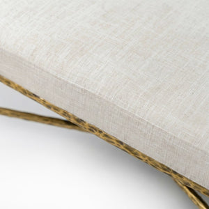 English Elm 1Pc Upholstered Bench Hammered Matte Gold Steel Frame Padded Arms Bedroom Glam Accent B2741P615473