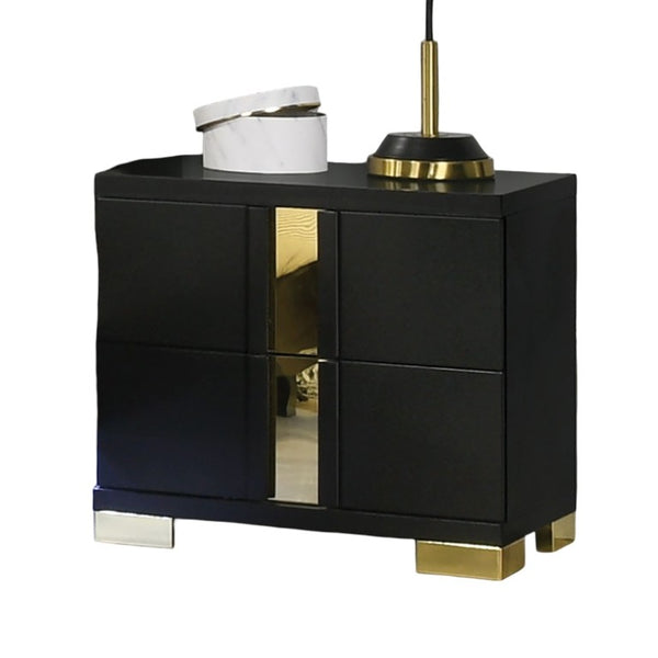 English Elm Modern Twin Platform Bedroom Set with LED Lighting Acrylic Trim and Two Nightstands B2741S00186