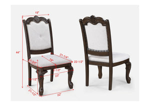 English Elm Formal Solid Wood Nine Piece Dining Set with Carved Pedestal Table and Upholstered Chairs B2741S00514