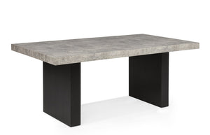 English Elm 1Pc Weathered Gray Wood Rectangular Dining Table Dual Pedestal Base Seats Six B2741S00523