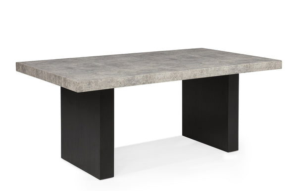 English Elm 1Pc Weathered Gray Wood Rectangular Dining Table Dual Pedestal Base Seats Six B2741S00523