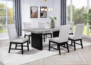 English Elm 1Pc Weathered Gray Wood Rectangular Dining Table Dual Pedestal Base Seats Six B2741S00523
