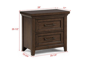 English Elm 3Pc Queen Bedroom Set Solid Wood Panel Bed with Footboard Bench and Two Nightstands B2741S00953