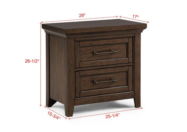 English Elm 3Pc Queen Bedroom Set Solid Wood Panel Bed with Footboard Bench and Two Nightstands B2741S00953