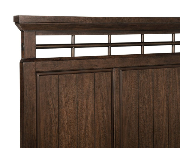 English Elm 3Pc Queen Bedroom Set Solid Wood Panel Bed with Footboard Bench and Two Nightstands B2741S00953