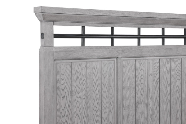 English Elm 3pc Solid Wood Queen Bedroom Set with Footboard Bench and Greige Grain Finish B2741S00955