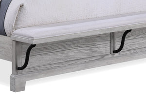 English Elm 3pc Solid Wood Queen Bedroom Set with Footboard Bench and Greige Grain Finish B2741S00955