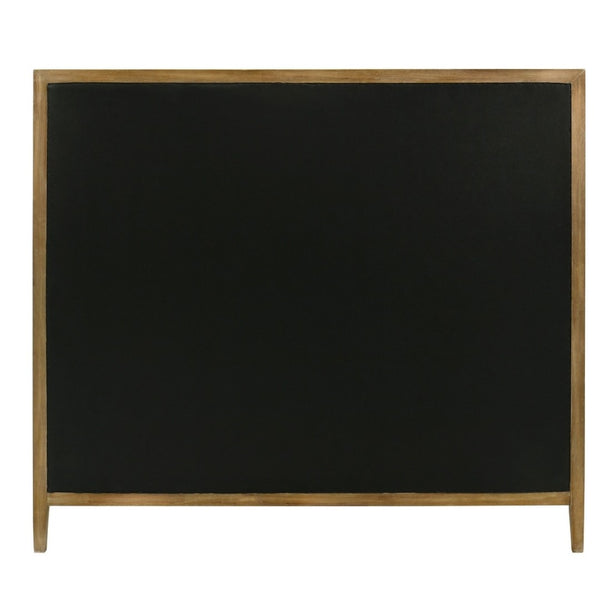 English Elm Natural Oak Trim Queen Panel Bed Beige Upholstered Headboard for Modern Bedroom B2741S00957