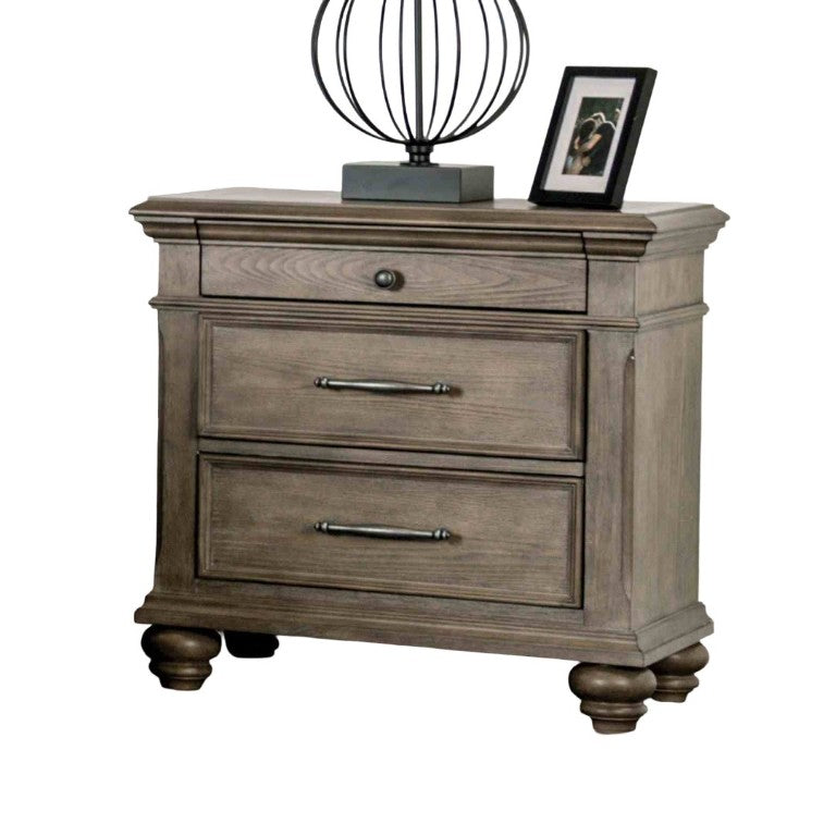 English Elm Traditional Eastern King Bedroom Set Tufted Headboard Aged Oak Finish with Storage Bench B2741S00962