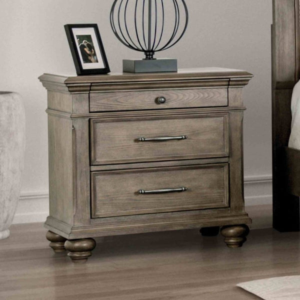 English Elm Traditional Eastern King Bedroom Set Tufted Headboard Aged Oak Finish with Storage Bench B2741S00962